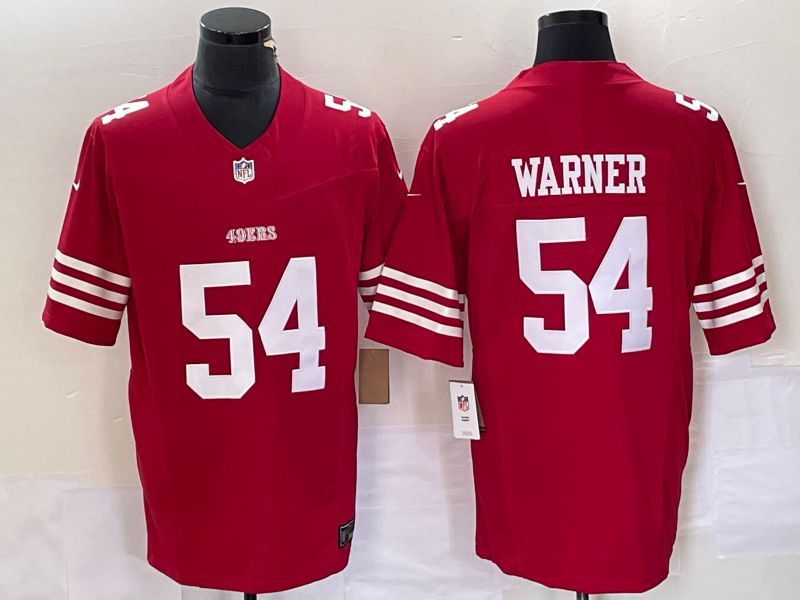 Men San Francisco 49ers #54 Warner Red 2023 Nike Vapor Limited NFL Jersey style 2